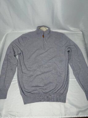 Collar & Co Mens Gray Quarter Zip Pullover Sweater Merino Wool Size M